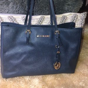 Michael Kors Handbag Navy Saffino Leather